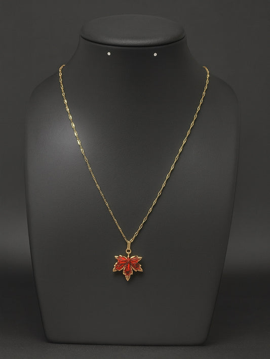 New Stock!Red Maple leaf Titanium steel Necklace!