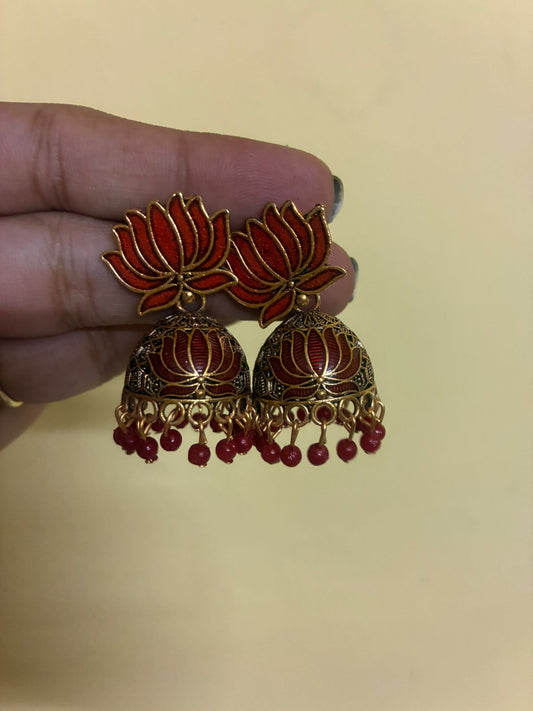 NEW STOCK!!Evergreen Lotus Jhumka/Jimmikki in different shades