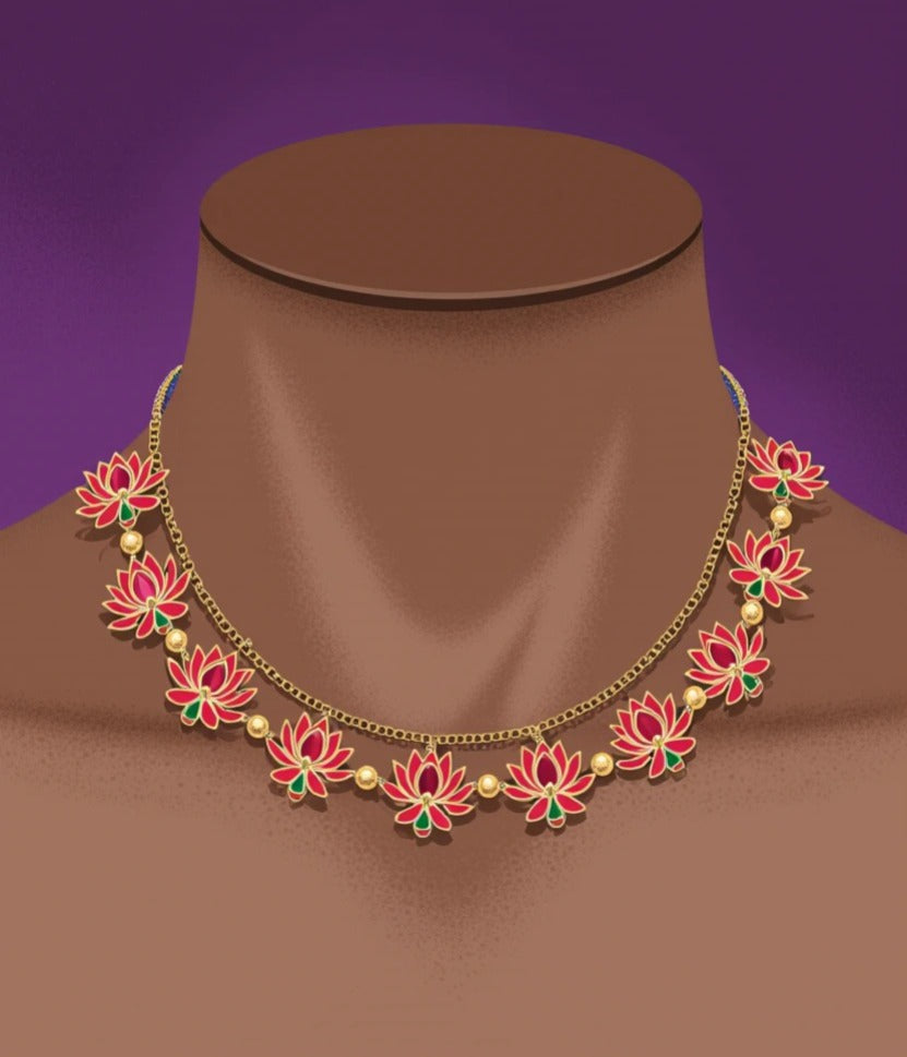 Lotus traditional wear neck piece