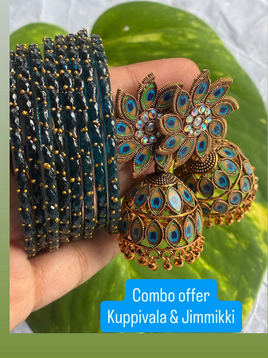 COMBO OFFER|Blue Kuppivala and Jhumka/Jimmikki Combo