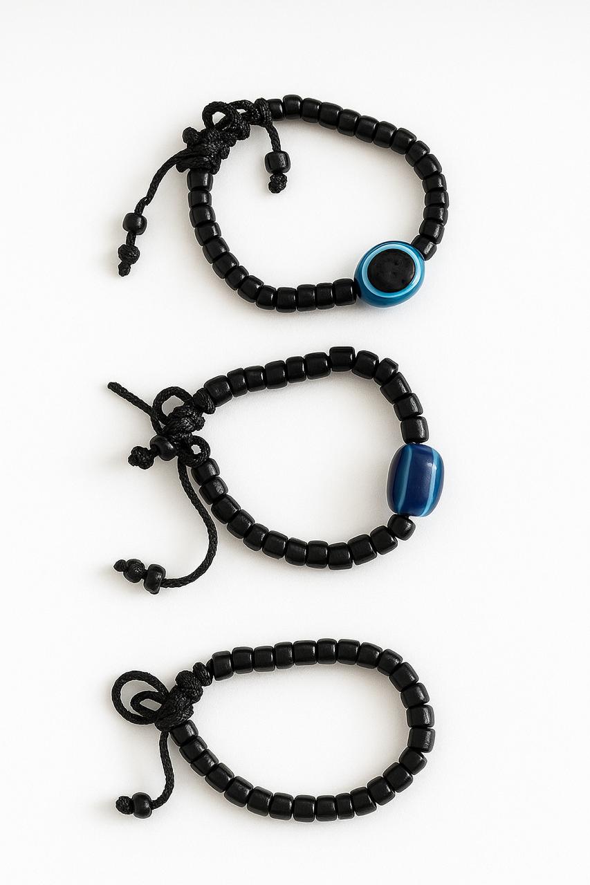 Anklets for kids (0-3yrs) Adjustable| Black beads with evil eye