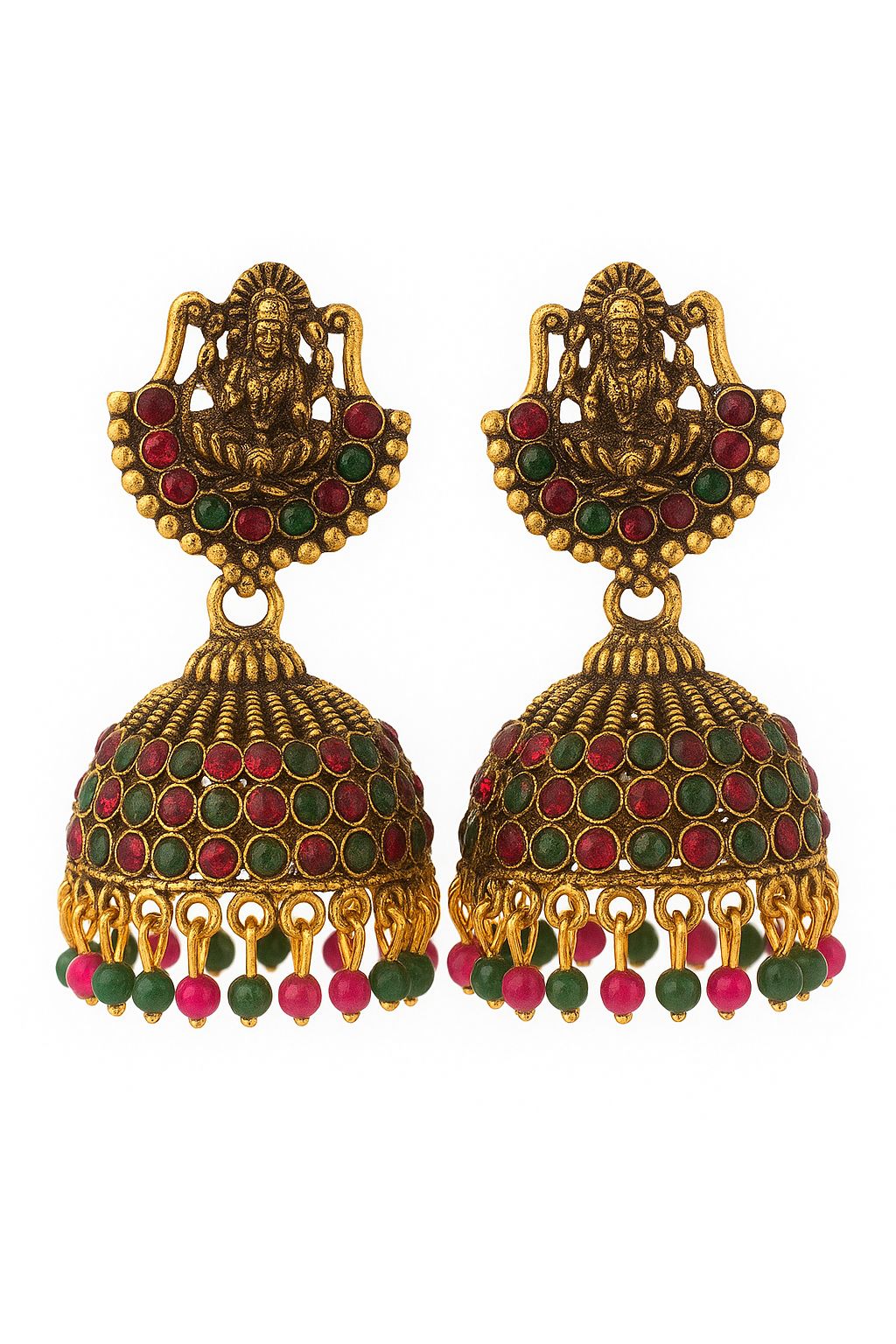 New Arrival| Saraswati Motif Multi shade jhumka/Jimmikki|Temple jewellery