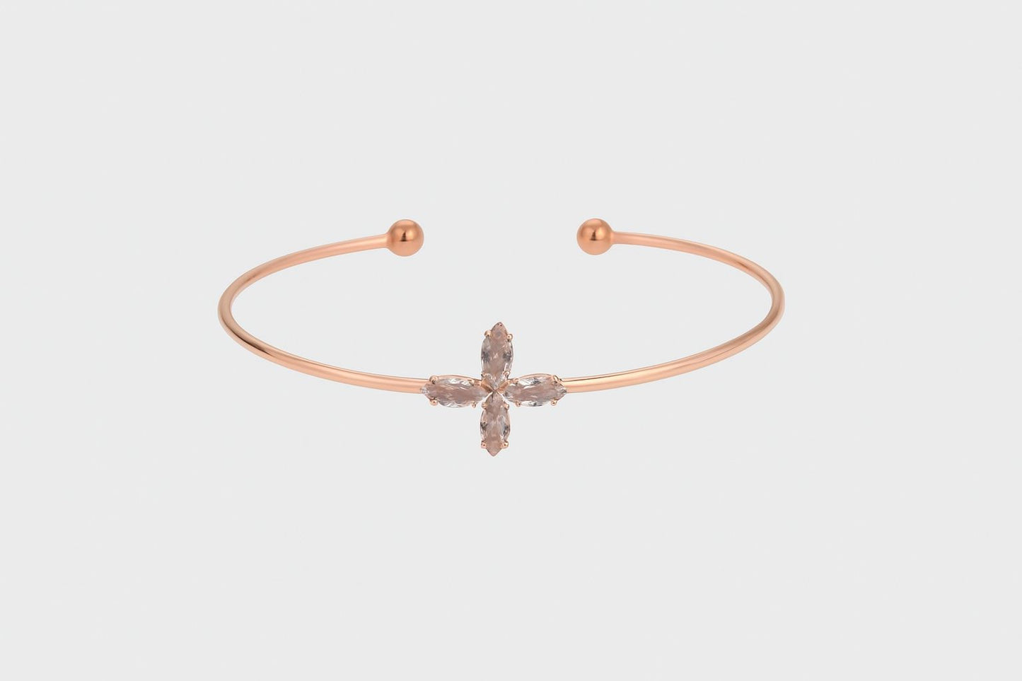 Rose gold finishing adjustable bangles with stone