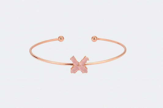 Rose gold finishing adjustable bangles with stone