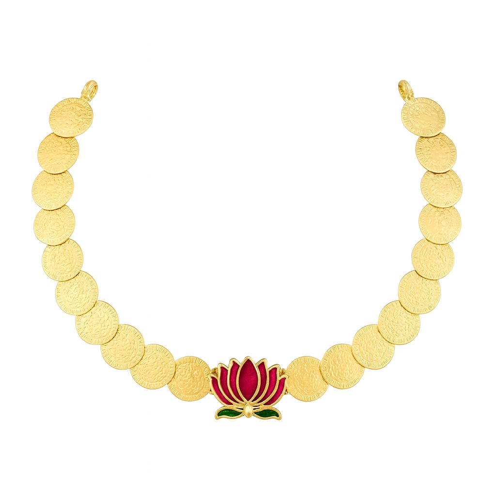 Coin chain with lotus pendent simple and unique neckpiece 💫with lotus stud⭐✨