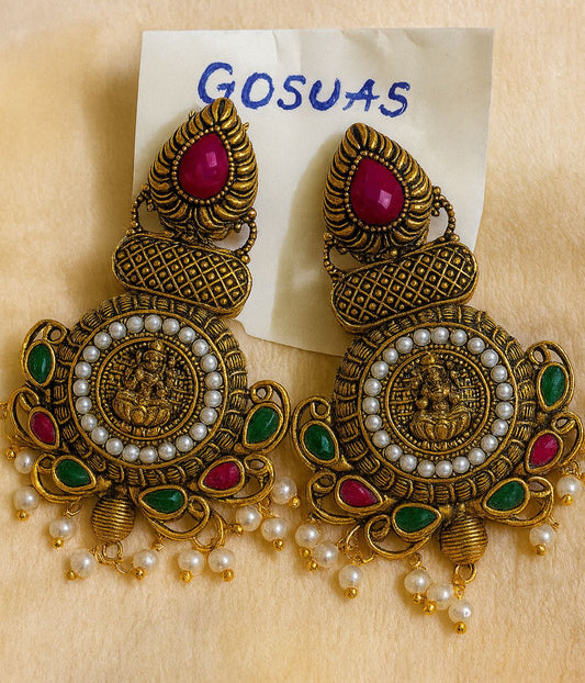 NEW ARRIVAL Traditional Saraswati motif Temple jewellery Ear rings