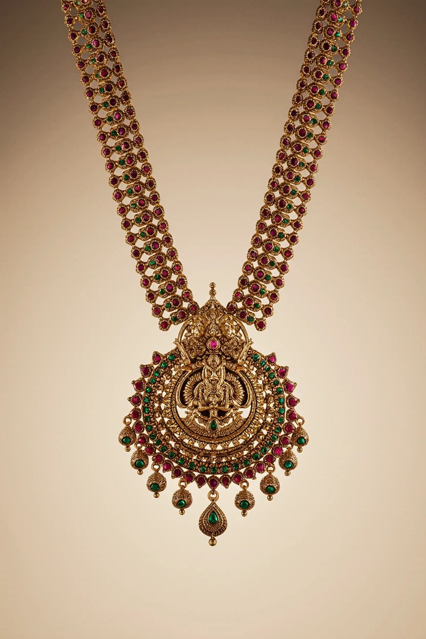 Traditional temple jewellery & Saraswathy bangle set