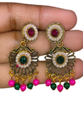 White pearl stud with hanging earnings