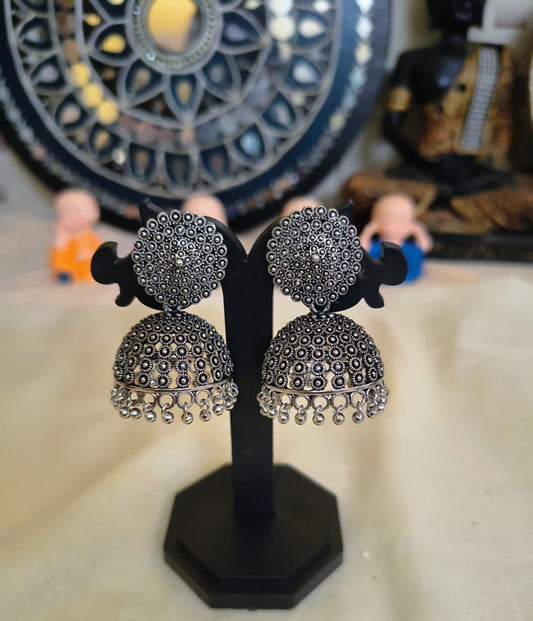 Fully black metal finishing Jhumka/Jimmikki