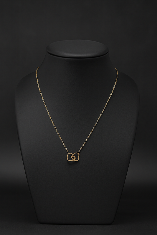 New Stock|Gold Plated|Double heart symbol necklace