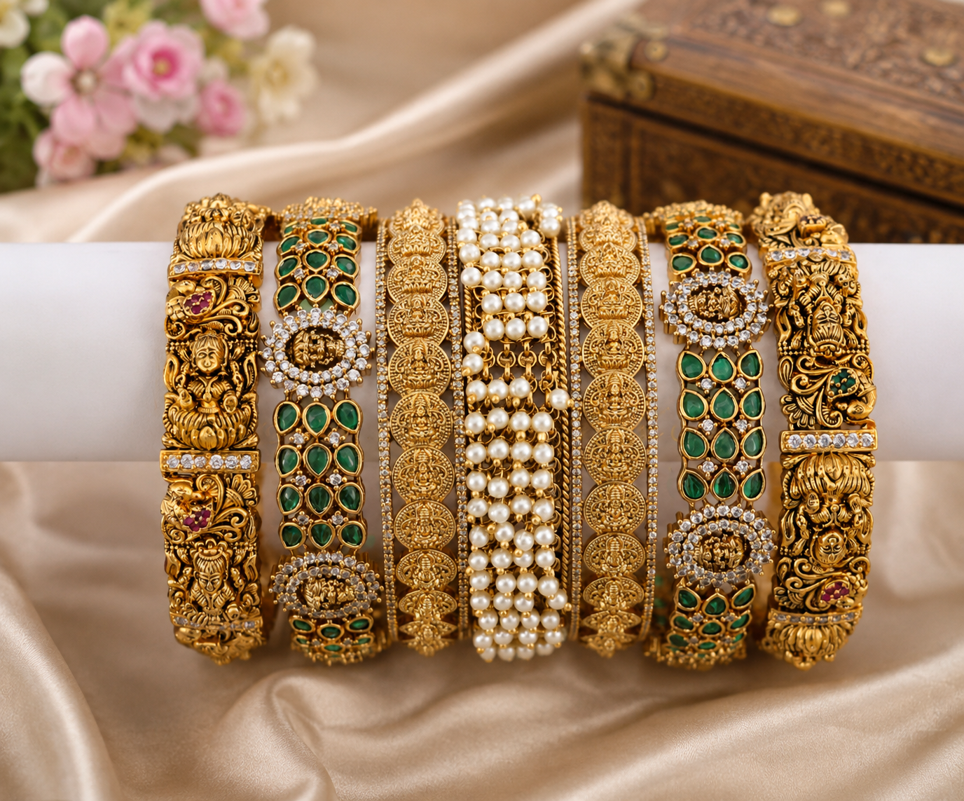 Exquisite Indian Bridal Gold Bangle Set for Weddings