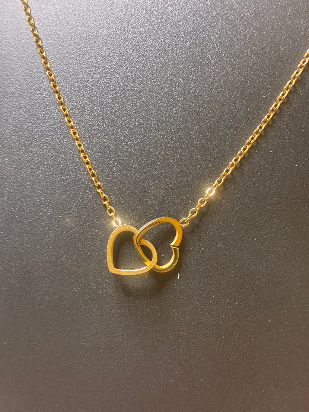 New Stock|Gold Plated|Double heart symbol necklace