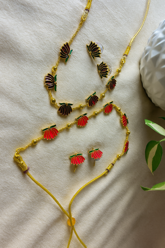 NEW STOCK arrived Lotus motif ONAM Special Neck piece with ear rings