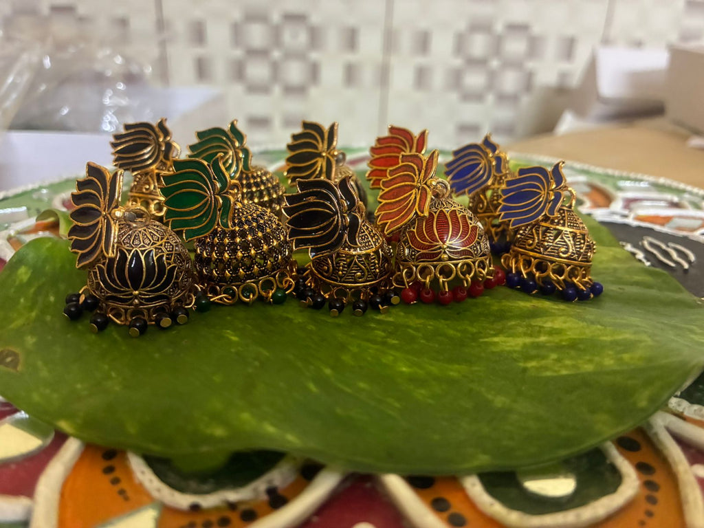 NEW STOCK!!Evergreen Lotus Jhumka/Jimmikki in different shades