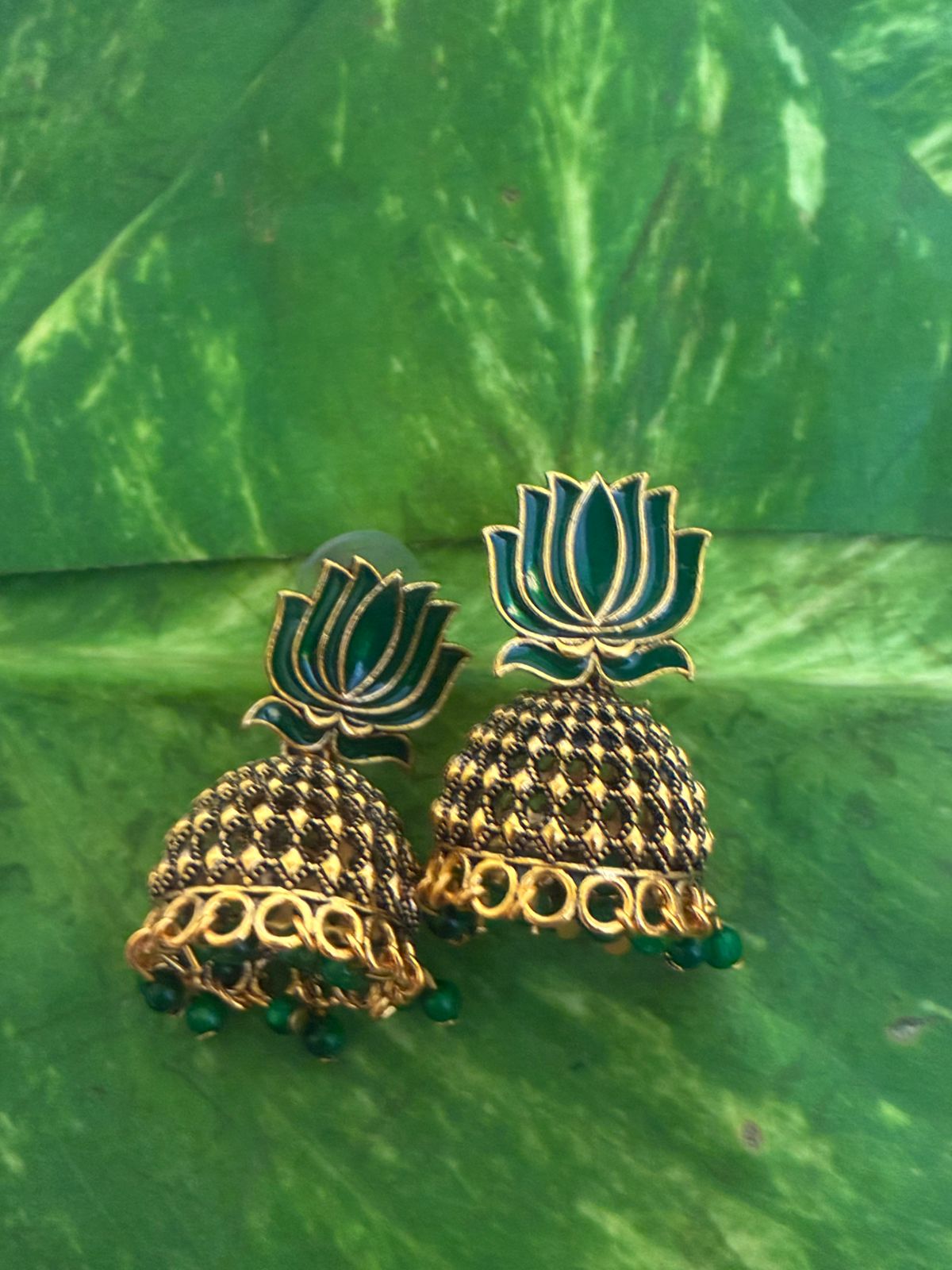 NEW STOCK!!Evergreen Lotus Jhumka/Jimmikki in different shades