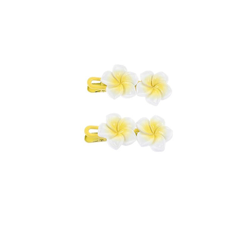NEW ARRIVAL!Sweet Elegant Hairpin Women's Cute Egg Blossom Cherry Blossom Rubber Tendon Side Clip Broken Hair Artifact Bangs Hairpin Clip Headdress