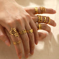 NEW STOCK!PVD Coated 18K Gold Real Gold Plated Geometric Stainless Steel Modern Style Waterproof Non Tarnish Open Rings