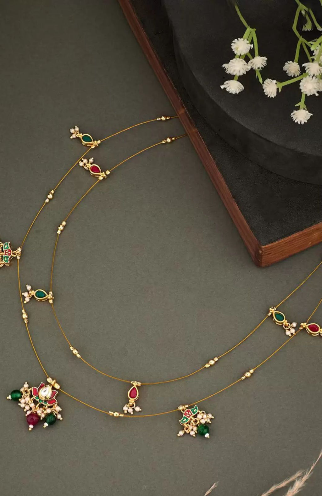 INVISIBLE women neck chain with multi colour pendant