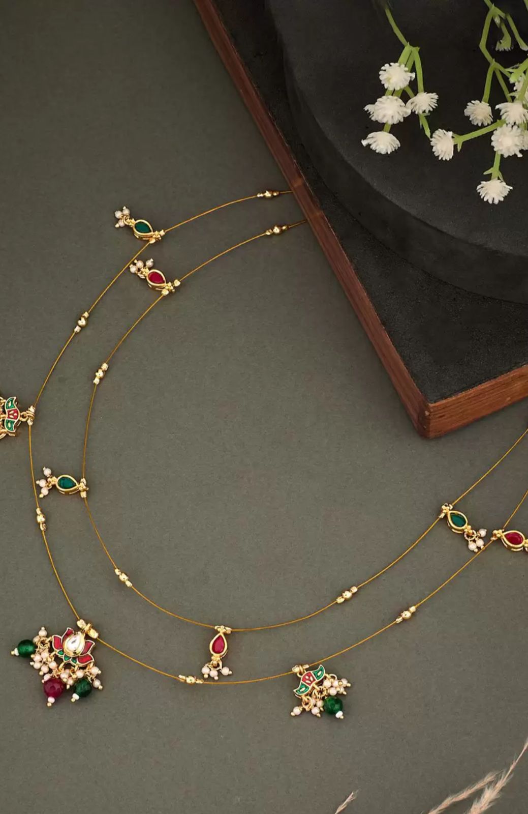 INVISIBLE women neck chain with multi colour pendant