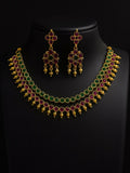 Elegant Traditional Necklace Set with Ruby and Emerald Stones with earings