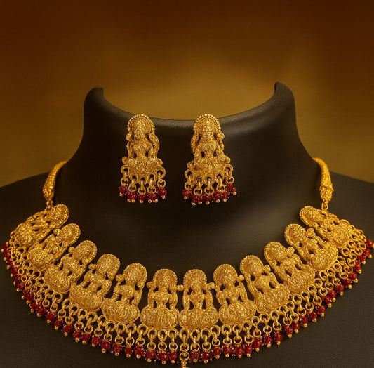 Lakshmi Temple Necklace set – Timeless Tradition in Gold Finish