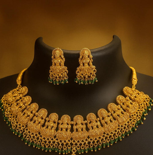 Lakshmi Temple Necklace set – Timeless Tradition in Gold Finish