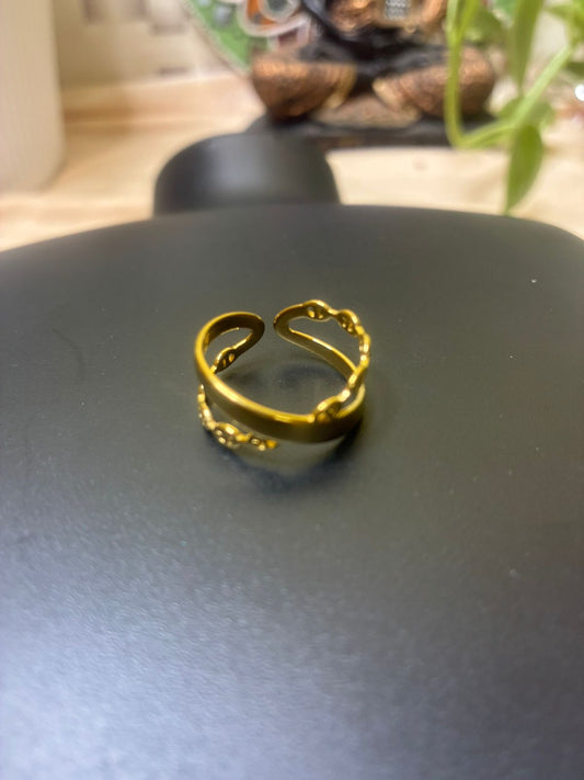 Pvd Coated 18K Real Gold Plated Geometric stainless steel Moder style waterproof Non tarnish open rings