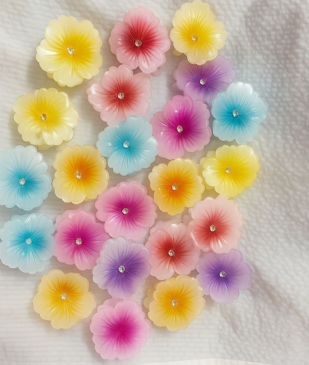 New Arrival|Chembarathi Flower clips in multiple shades and Glass finishing available|Small size