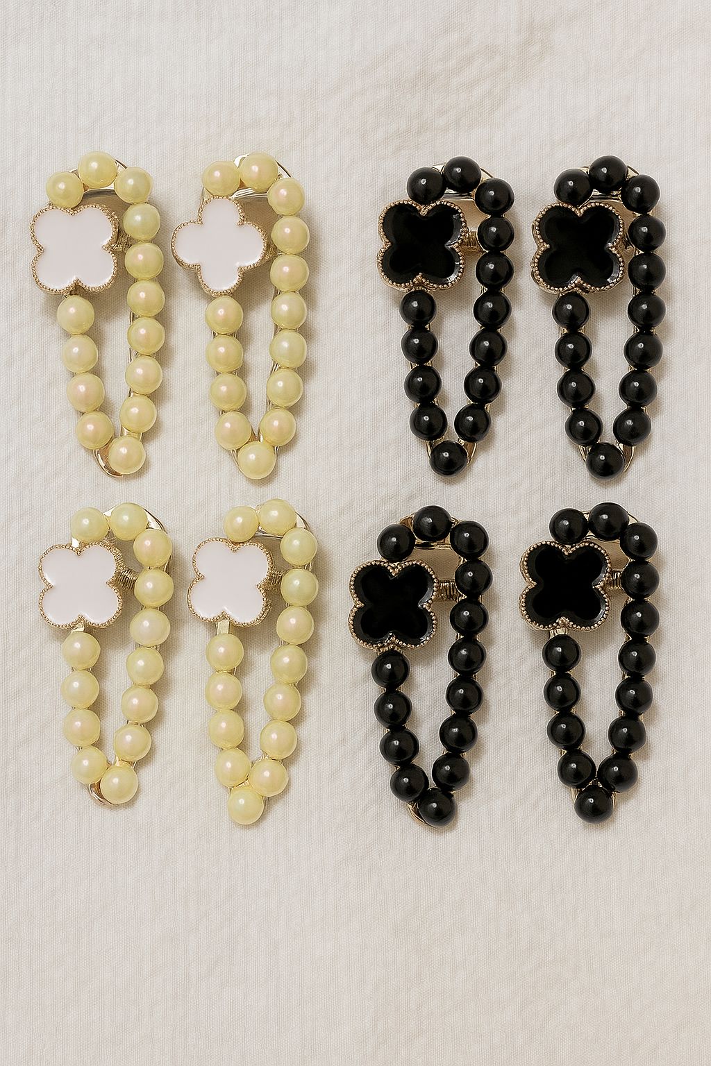 Premium quality Trending Korean Alligator Clips with flower style|Size (Medium)|White & Black