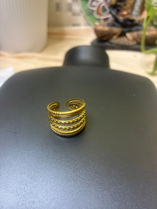 Pvd Coated 18K Real Gold Plated Geometric stainless steel Moder style waterproof Non tarnish open rings