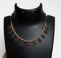 Antique Silver Dual-Tone Stone Drop Necklace|Traditional-Modern fushion