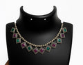 Antique Silver Dual-Tone Stone Drop Necklace|Traditional-Modern fushion