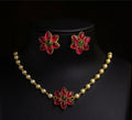 Simple Flower Neck chain with white beads & earrings|Party/Function wear|Fusion