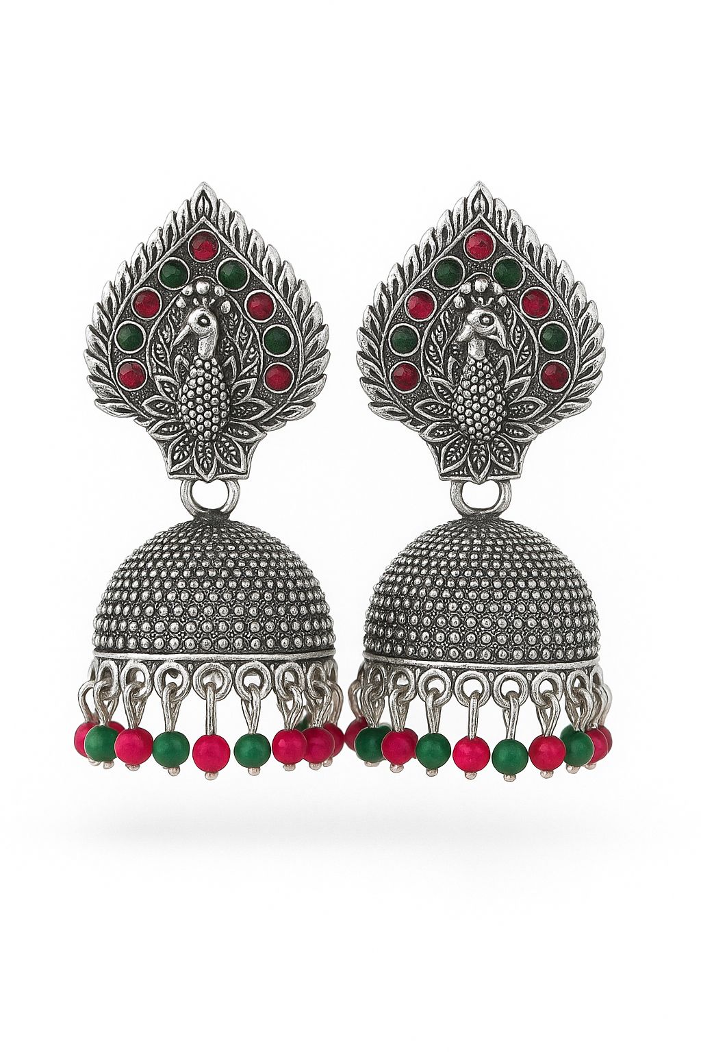 Peacock motif black metal Jimmikki/Jhumka|Temple jewellery Category