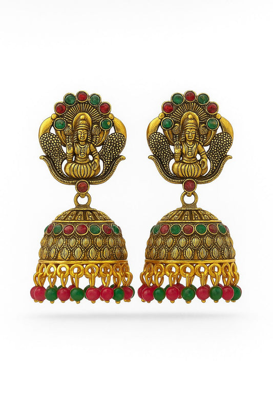 Saraswati Motif Tradition Jhumkaa/Jimmikki|Temple Jewellery