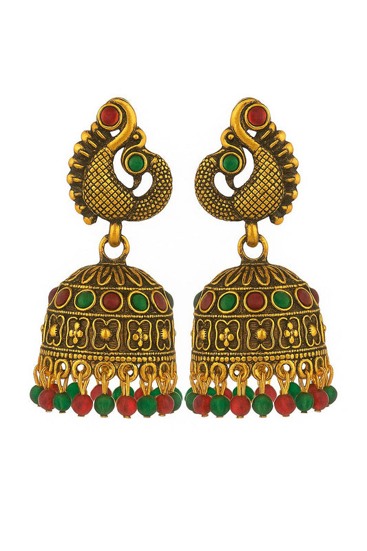 New Arrival Peacock Motif temple Jewellery Jhumka/Jimmikka