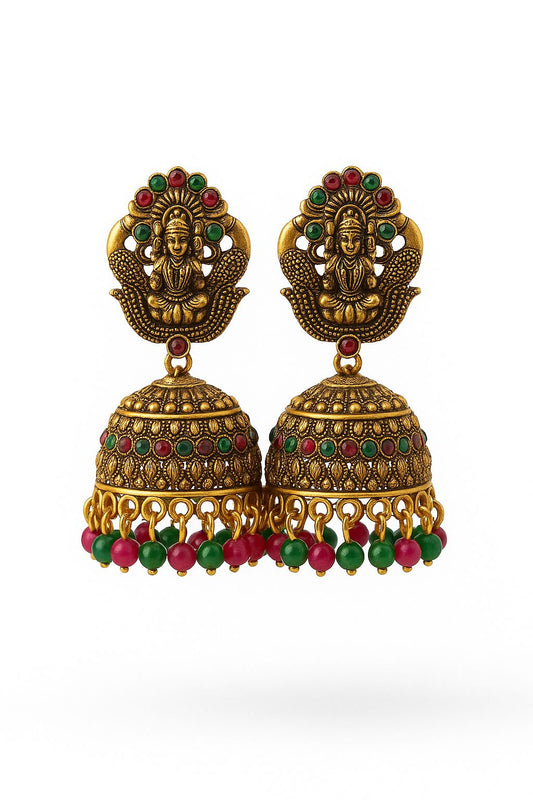 New Arrival| Multi colour Saraswati Jhumka/Jimmikki Temple Jewellery category
