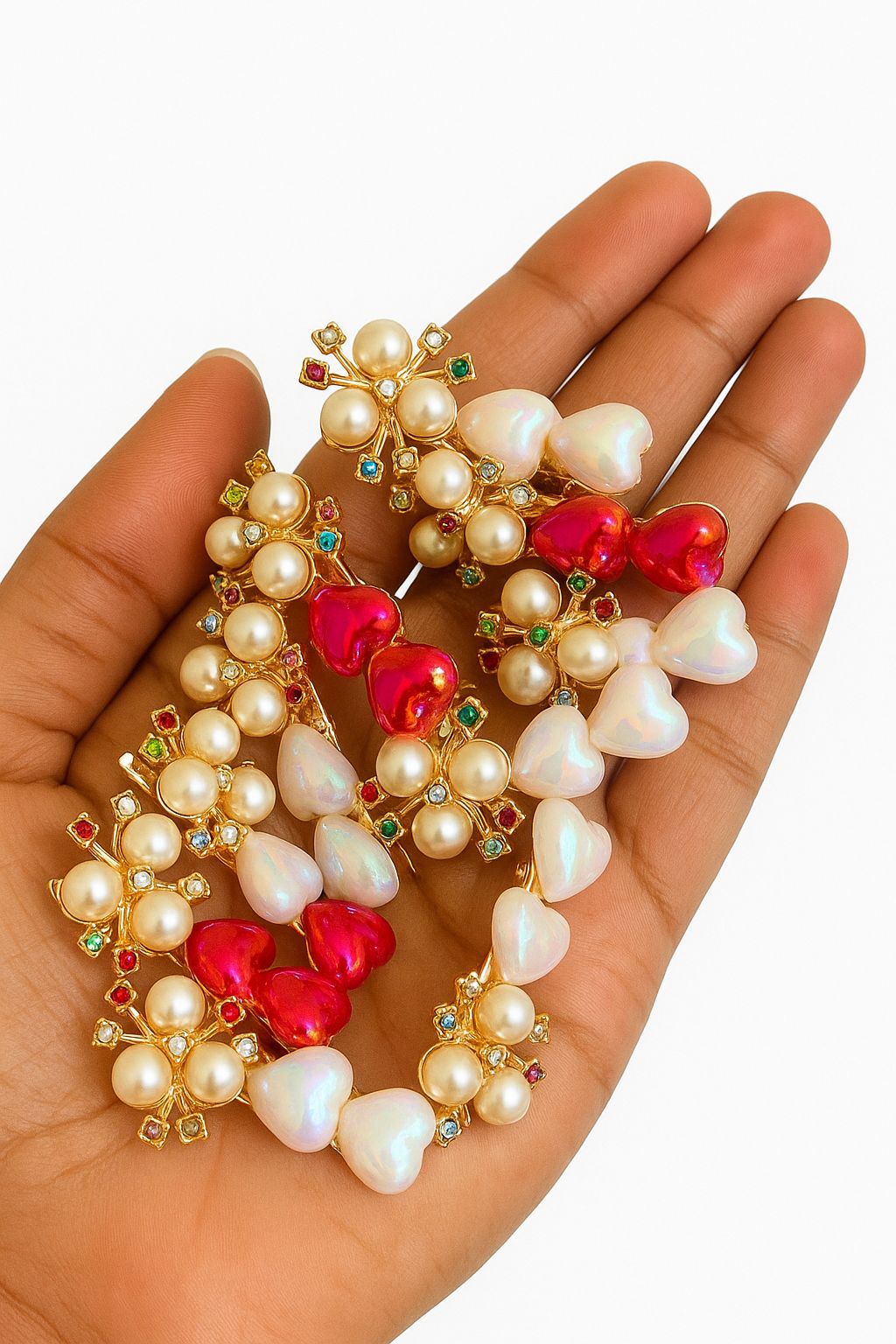 Daily wear love alligator clips with beautiful stones|