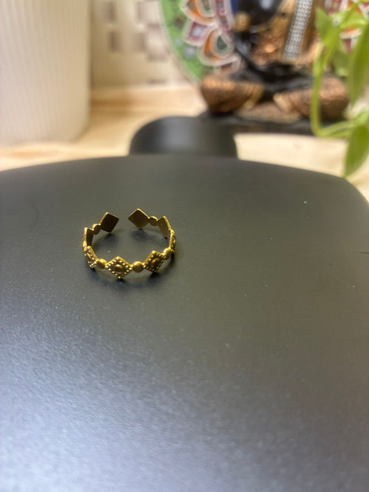 Pvd Coated 18K Real Gold Plated Geometric stainless steel Moder style waterproof Non tarnish open rings