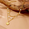Anti tarnish New Gen Korean Multi layered neck chain |White Pearl and Letter pendant