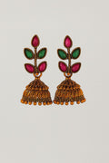 Multicolor leaf designed stud with small size gold finishing jimukha