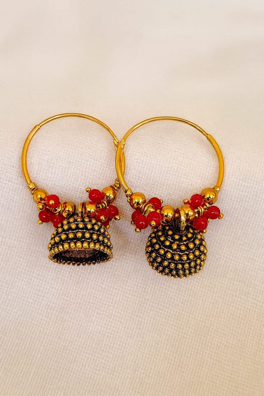 Gold plated ring hanging small jimukha  with beads