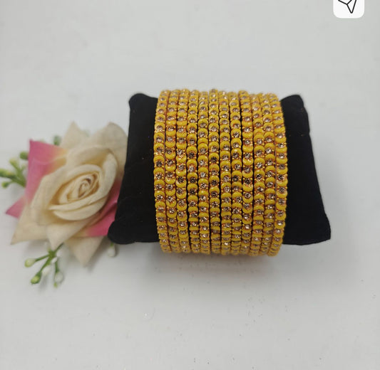 Trending Butterfly Kuppivala/Glass bangles :Golden yellow
