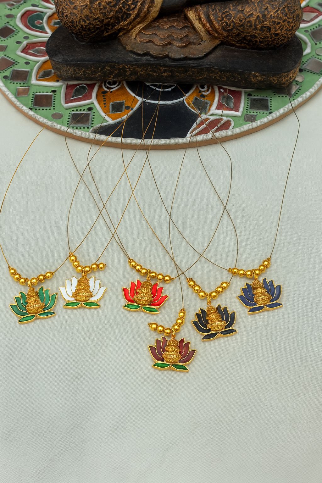 simple and unique lotus Saraswati pendent with minimal invisible cute adjustable chain