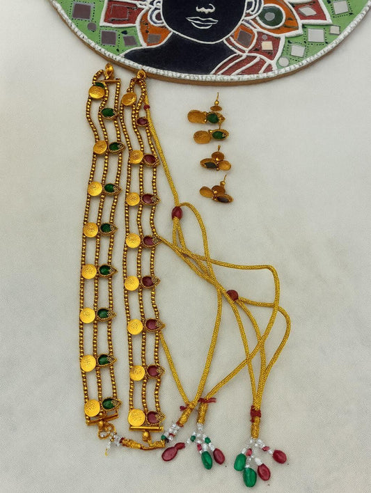 Tradiitinal unique design Three layer kash neckpiece with earrings