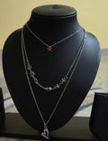 simple three-layer silver plated chain with hanging pendent
