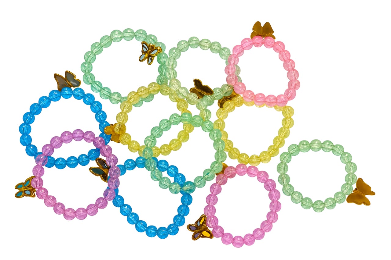 women daily wear big pearl elastic with butterfly hanging bracelet