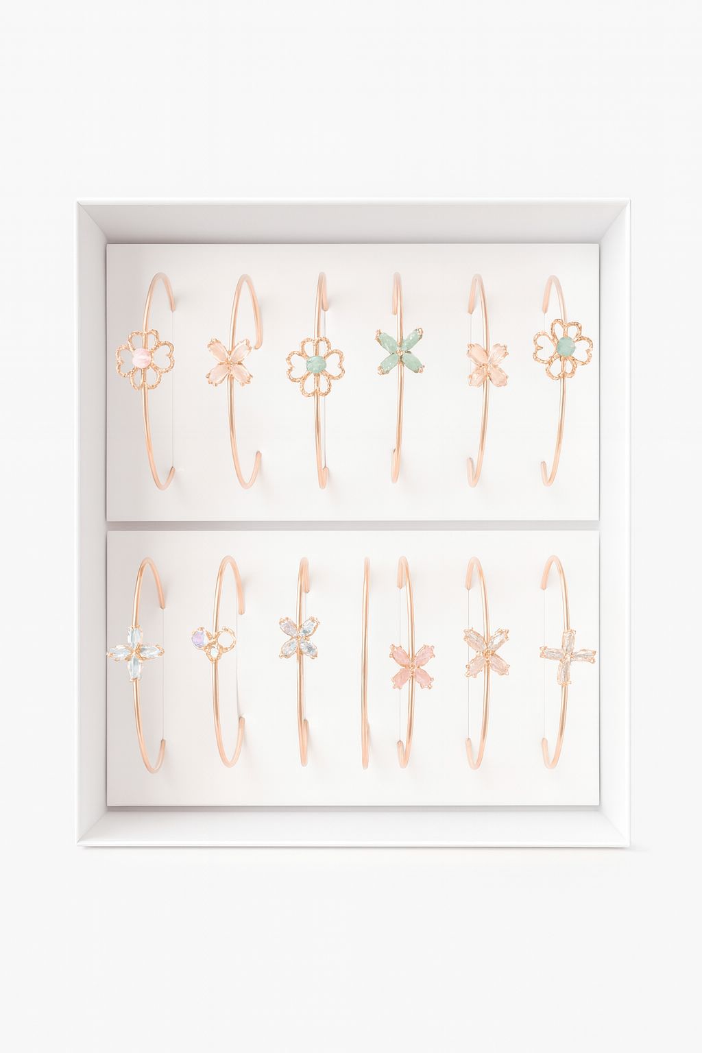 Rose gold finishing adjustable bangles with stone