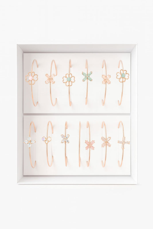 Rose gold finishing adjustable bangles with stone