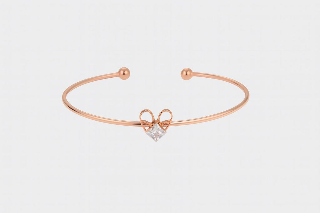 Rose gold finishing adjustable bangles with stone